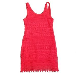 Neon Pink Crochet Lace Dress